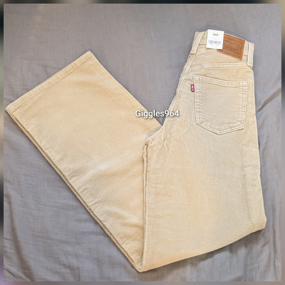 Levi's Ribcage Wide Leg Corduroy Jeans Cord Pants Beige